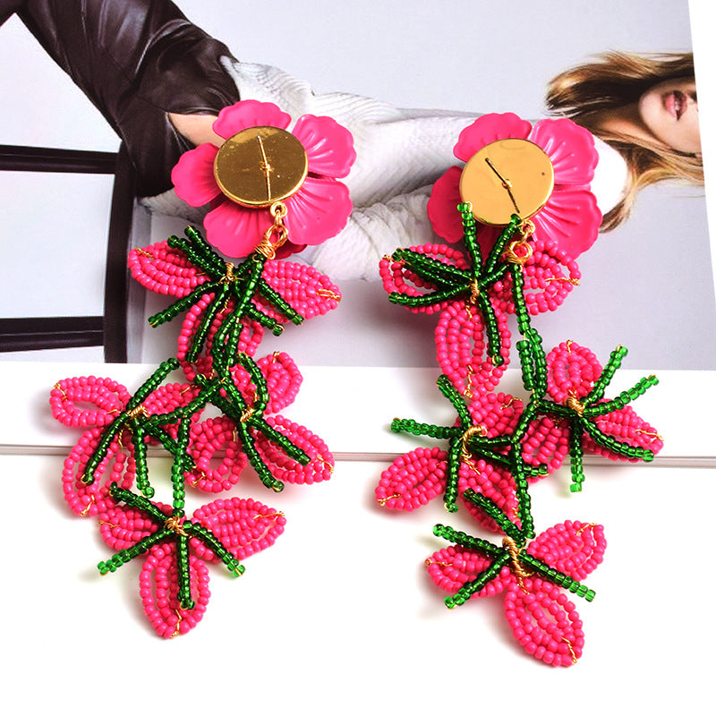 Beaded Flower Earrings