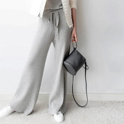 High-Waist Knitted Trousers - Freedom Hill