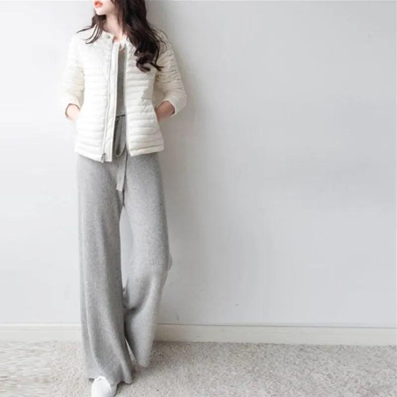 High-Waist Knitted Trousers - Freedom Hill