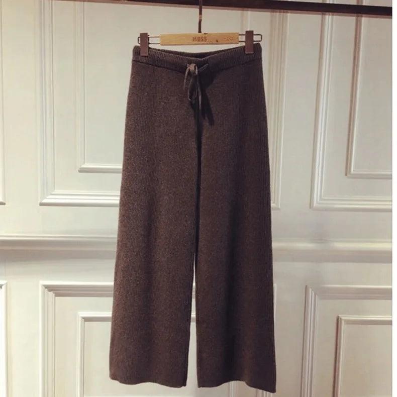 High-Waist Knitted Trousers - Freedom Hill