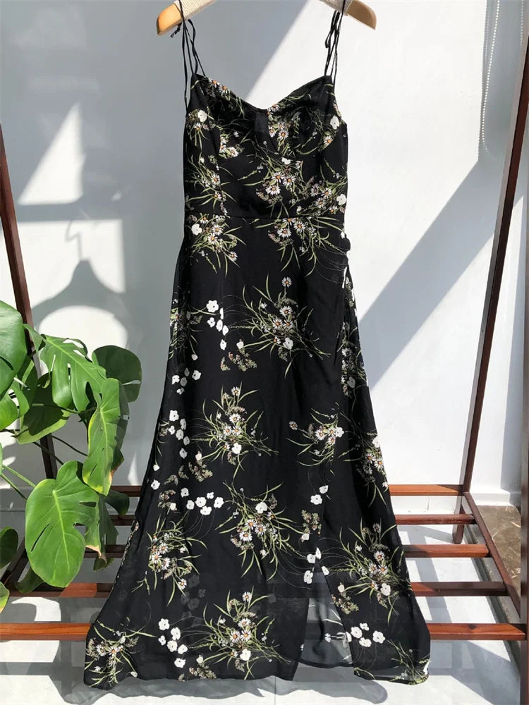 Midnight Bloom Viscose Slip Dress