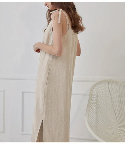 Selene Moonlight Linen Midi Dress