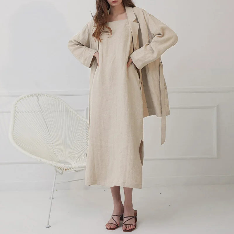 Selene Moonlight Linen Midi Dress