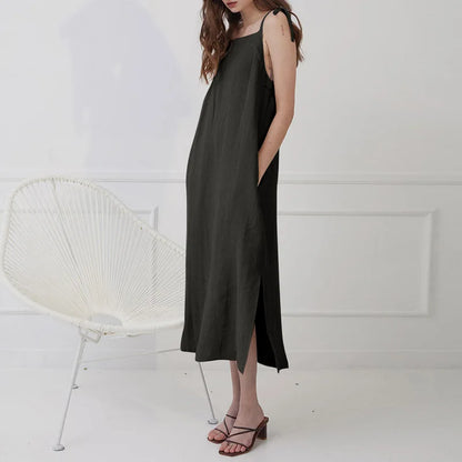 Selene Moonlight Linen Midi Dress